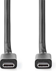Nedis USB-Kabel - USB 3.2 Gen 2 - USB-C Male - USB-C Male - 100 W - 4K@60Hz - 20 Gbps - Vernikkeld - 2.00 m - Rond - PVC - Zwart - Label