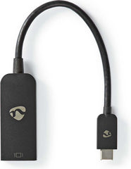 Nedis USB-C Adapter - USB 3.2 Gen 1 - USB-C Male - DisplayPort Female - 8K@30Hz - 0.20 m - Rond - Vernikkeld - PVC - Zwart - Doos