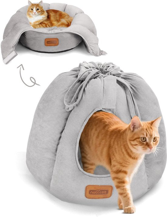 Kattenmand - Kattenhuis - Wigwam - 40x40x40 cm - Grijs - Nobleza