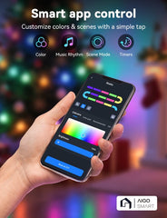 Aigostar 103VG - Lichtsnoer 5 Meter - RGB - 25LED's - Dimbaar - IP44 - Binnen & Buiten - Met Afstandbediening en App - Kerstverlichting - Zwart