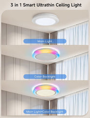 Aigostar 10I2F- Slimme Plafonnière Badkamer - Smart Plafondlamp - Ø 39 cm - IP44 - Dimbaar - Appbesturing - RGBW - 27W •