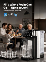 Aigostar Heetwaterdispenser - Inhoud 3 liter - Instant Waterkoker - 45°C tot 100°C - Touch Display - BPA vrij - Heetwatertap - 2600 watt - Zwart/RVS
