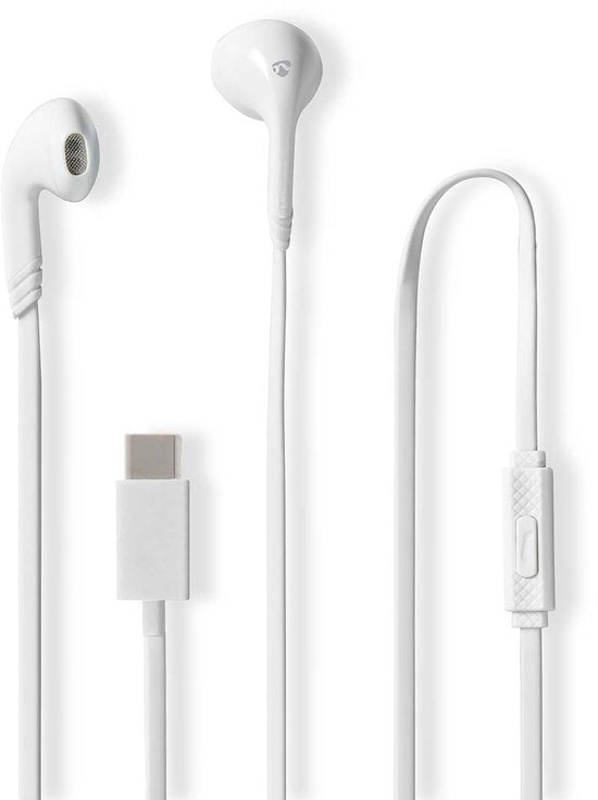 Nedis Bedrade Koptelefoon - USB-C - Kabellengte: 1.20 m - Ingebouwde microfoon - Volumebediening - Wit