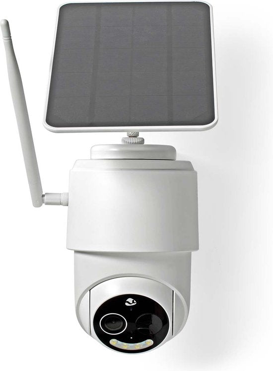 Nedis SmartLife Camera voor Buiten - Full HD 1080p - Pan tilt - IP65 - Max. batterijduur: 5 Maanden - Cloud Opslag (optioneel) / microSD (niet inbegrepen) - 5 V DC - Bewegingssensor - Nachtzicht - Wit