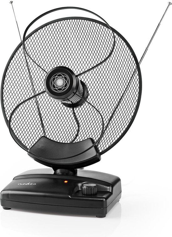Nedis Binnenantenne - Actief - FM / UHF / VHF - Ontvangstbereik: 0-25 km - LTE700 - Versterking: 36 dB - Versterkingsregelaar - ABS - Zwart •