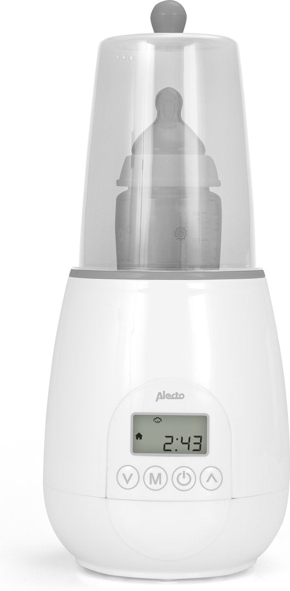 Alecto BW-700 - Snelle digitale Flessenwarmer 500W voor opwarmen, steriliseren en ontdooien - Inclusief stoomkap - Bediening via display - Wit •
