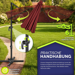 tillvex® Premium Aluminium Parasol Ø300 cm Rood + Hoes & Windbescherming | Zweefparasol, 6-voudig verstelbaar met slinger | Tuinparasol, 360° draaibaar, kantelbaar | Parasol met slinger, UV50+, Groot, Waterdicht