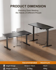 Zit sta bureau - Elektrisch - Verstelbaar - 120x60 cm - Zwart - HLFURNIEU