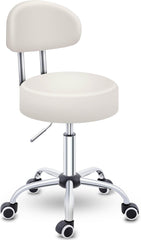 Zadelkruk - Kruk op wielen - Rolkruk - Draaikruk - Met rugleuning - Wit - TRESKO