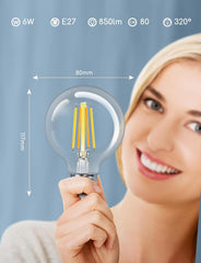 Aigostar LED Filament lamp - Dimbaar - 6W - E27 - 2 Stuks