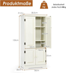 COSTWAY Vintage multifunctionele kast, gangkast met verstelbare plank, badkamerkast, houten linnenkast, opbergkast in landelijke stijl voor keuken woonkamer slaapkamer (wit)