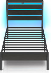 Bedframe met lattenbodem - 90x200 cm - Metaal - Zwart - Rolanstar