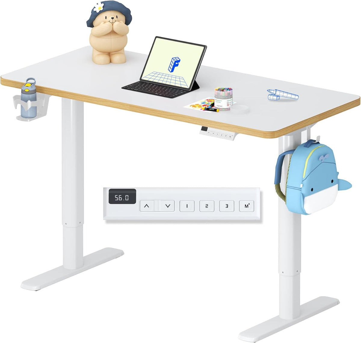 Zit sta bureau - Elektrisch - Verstelbaar - 110x52 cm - Wit - SK1W - FLEXISPOT