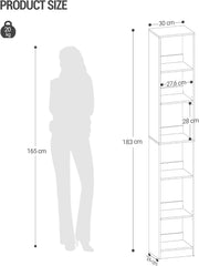 Hzuaneri Boekenkast, boekenkast, 6 niveaus, kubusrek, moderne open plank van hout, opbergplanken en presentatieplanken voor woonkamer, thuiskantoor, slaapkamer, eikenbeige BC09616X