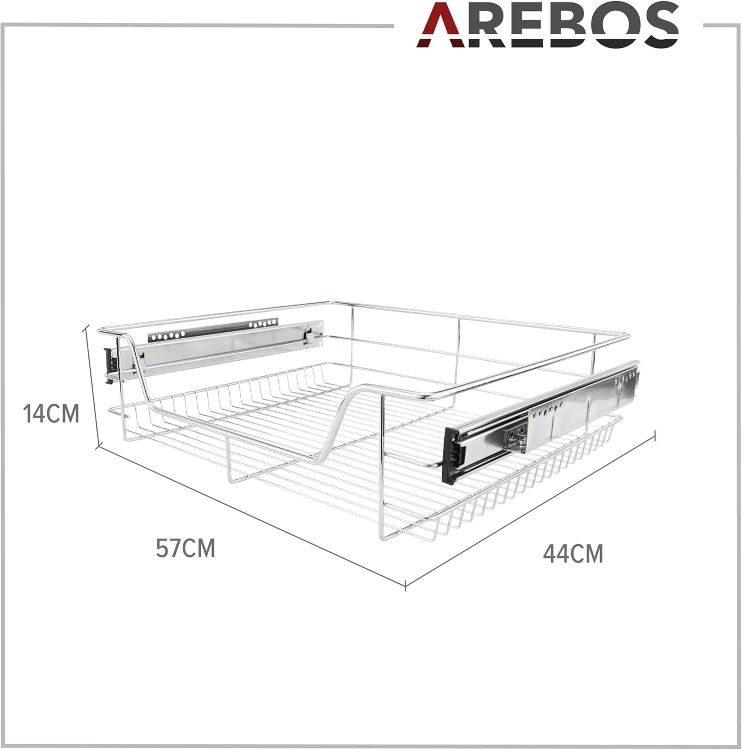 Arebos Telescopische lade - voor kastbreedte 60 cm, verchroomd, set naar keuze, keukenlade, uittrekbaar, lade-inzetstukken voor keukenkast