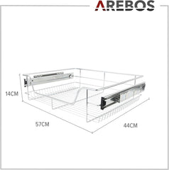 Arebos Telescopische lade - voor kastbreedte 60 cm, verchroomd, set naar keuze, keukenlade, uittrekbaar, lade-inzetstukken voor keukenkast