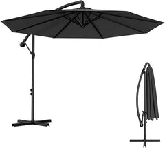 Froadp Ø3 m aluminium zweefparasol met draaimechanisme, UV-bescherming 40+, terrasparasol, strandparasol, tuinparasol met standaard, donkergrijs, marktparasol voor tuin, balkon, terras