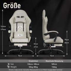 Ergonomische Bureaustoel -  Office Chair - Gamestoel - Volwassenen - Beige - SOLAVERO