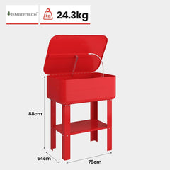TIMBERTECH® Onderdeelwasmachine 80 liter - met 26 W pomp, 12 l/min, incl. kwast, inlegwasplaat, legplank, max. draagkracht 150 kg - onderdelenreiniger, wasmachine, werkplaats wastafel •
