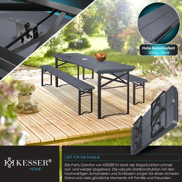 KESSER® Biertafel - Picknicktafel - Opvouwbaar - Antraciet •