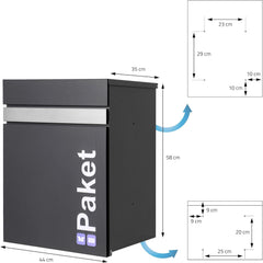 Brievenbus  - Wandbrievenbus - 44x35x58 cm - Antraciet - ML-Design