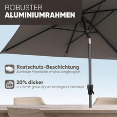 Stokparasol - Parasol - 210x140 cm - Tuinparasol - Taupe - Sekey®
