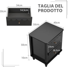 Nachtkastje set van 2 - Bijzettafel - Opbergkastje - 50x40x60 cm - Zwart - UEV