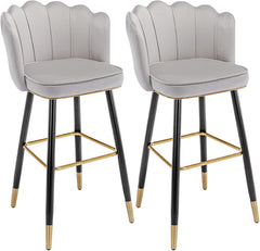Barkrukken set van 2 - Barstoel met rugleuning - Barkruk - Barstoelen - Grijs - Wahson