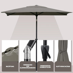 Stokparasol - Parasol - 210x140 cm - Tuinparasol - Taupe - Sekey®
