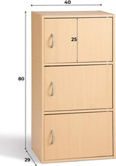 Alsapan Kubusvormige opbergkast met 3 deuren, 40 x 29 x 80 cm, esdoornhout