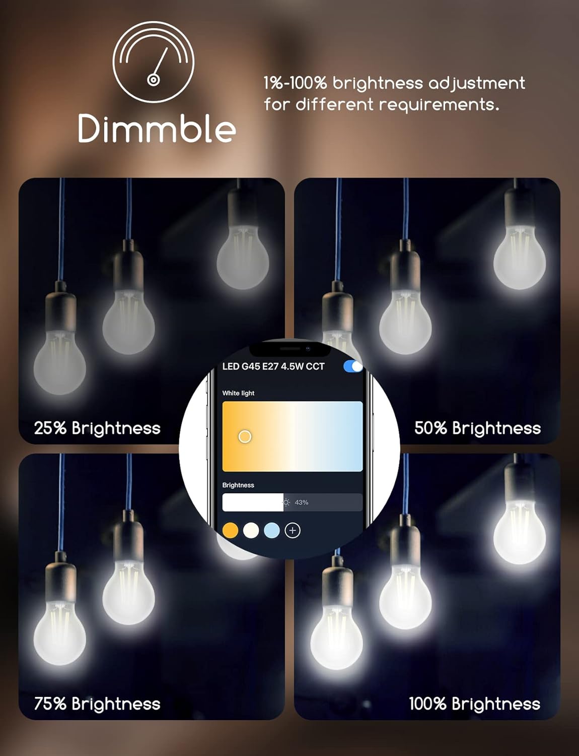 Aigostar LED Gloeilamp - Dimbaar - 4,5W - E14 - 4 Stuks