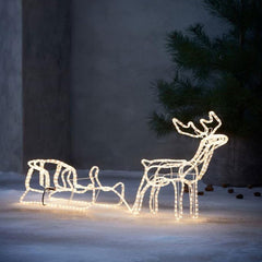 288 LED rendier met slee figuur verlicht buiten, kerstverlichting, hertendecoratie, kerstdecoratie, figuren, eland, tuin, outdoor, warmwit, IP44 (1 stuks)