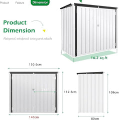 YODOLLA Buitenbakafdekking, Metaal, Bescherming voor 2 bakken, 240 L, Opbergruimte voor gereedschap, fiets, kinderen, 150 x 80 x 117,6 cm (Wit)
