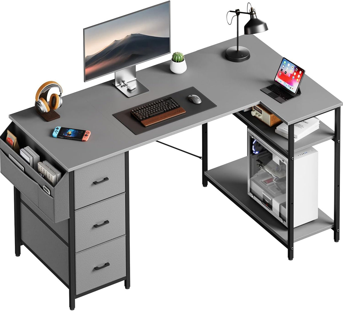 Bureau - Computertafel - Computerbureau - 140x78 cm - Grijs •