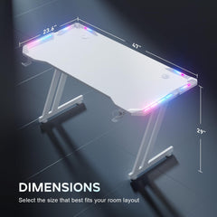 Gaming bureau - Gaming desk - Gaming tafel - 120x60 cm - Wit - HLDIRECT