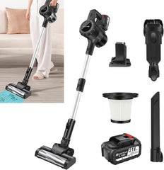 Snoerloze stofzuiger met 1 x 3,0Ah accu's, 15000Pa zuigkracht, roterende vloerborstel met LED-lamp, verwijderbare 21V accu, tot 65 minuten looptijd •