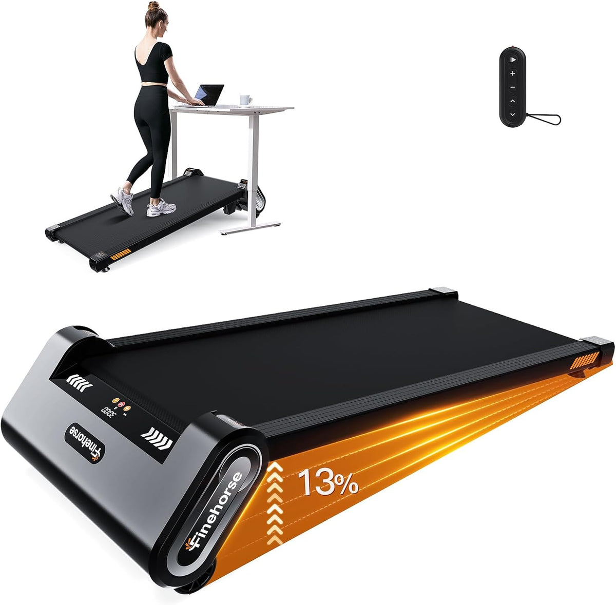 Loopband - Walking pad - Wandelband - 1-6 km/u - Zwart - FINEHORSE