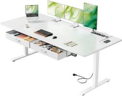 Zit sta bureau - Elektrisch - Verstelbaar - 180x80 cm - Wit - SOLAVERO