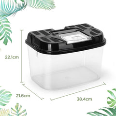 Terrarium voor reptielen en amfibieën, transparante kunststof kweekbox voor schildpad, hagedis, spide, hoornkkikker, kever - XL (34,8 x 22,1 x 21,6 cm) - Nobleza •