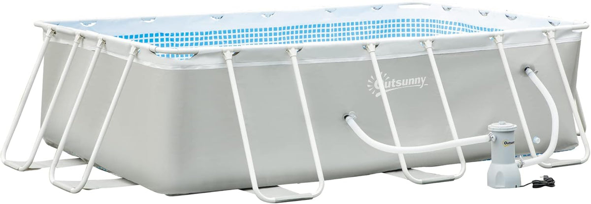Zwembad met filterpomp - 340x215x80 cm - Lichtgrijs - Outsunny