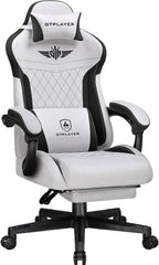 GTPLAYER Gamingstoel, ergonomische gamerstoel van stof met lendensteun, pc-stoel met verbrede rugleuning, belastbaar tot 150 kg, grijs - GT832