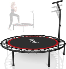 Physionics® Mini-fitnesstrampoline, opvouwbaar, in hoogte verstelbare handgreep, diameter 101 cm, tot 120 kg, voor binnen en buiten, kleur naar keuze, aerobic-trampoline voor volwassenen en kinderen,