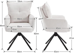 Ya-Home Moderne bureaustoel 360° draaibaar met armleuningen corduroy, wit