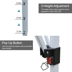 OFCASA 3M Pop-up tuinpaviljoen met zijpanelen, buitenfeesttent met draagtas, luifel, overkapping voor kamperen en bruiloften in de buitenlucht, wit
