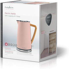 Nedis Waterkoker - 1.7 l - Soft-Touch - Roze - 360 graden draaibaar - Verborgen verwarmingselement - Strix-controller - Droogkookbeveiliging •