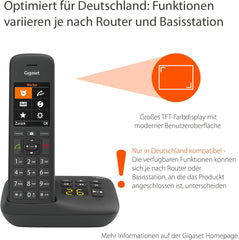Gigaset C575A Duo - 2 draadloze DECT-telefoons met antwoordapparaat - groot kleurendisplay met actuele gebruikersinterface - adresboek - jumbo-modus en oproepbeveiliging, zwart [Duitse versie]