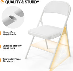 Klapstoelen - Vouwstoelen - Set van 4 - Eettafelstoelen - Wit - VINGLI