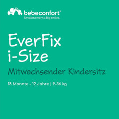 Bebeconfort EverFix i-Size Kinderzitje, voorwaarts gericht kinderzitje, Isofix-kinderzitje, van 15 maanden tot 12 jaar, 9-36 kg, 76-150 cm, getint zwart