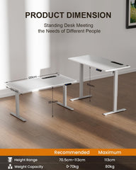 Zit sta bureau - Elektrisch - Verstelbaar - 120x60 cm - Wit - HLFURNIEU