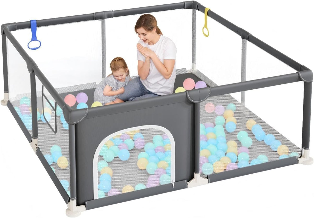 Grondbox - Baby box - Kinderbox - Babybox - Speelbox - 124x124 cm - Grijs - Dripex